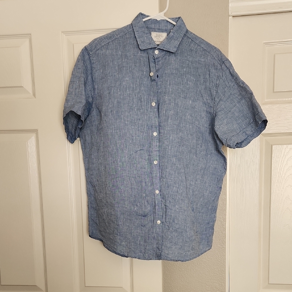 Baird McNutt Men's Blue Linen Shirt